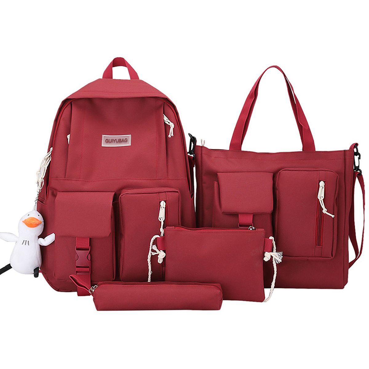 4 Pcs Canvas Backpack Combo Set School Bags With Crossbody