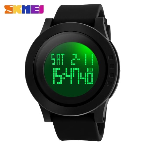 Unique Round  Men Rubber Strap  Alarm  Waterproof Wrist Watch
