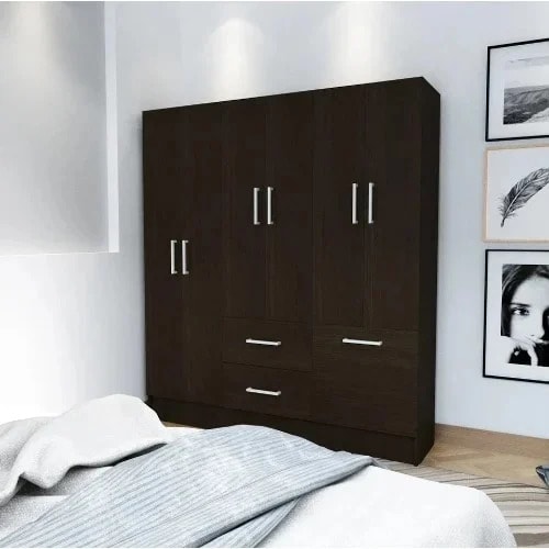 Vivaz - Modern Wardrobe - 6 Doors, 3 Drawers - Brown