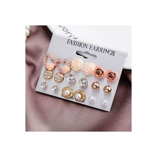 Ladies Stud Earrings Set - 9 pairs