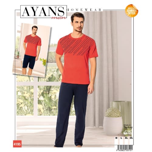 Men's Home Wear - Top + Trouser And Short
