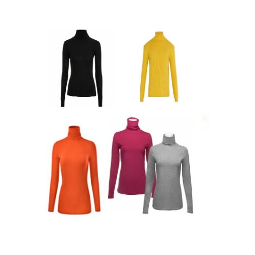 Women Turtleneck Long Sleeve Tops - 5pcs