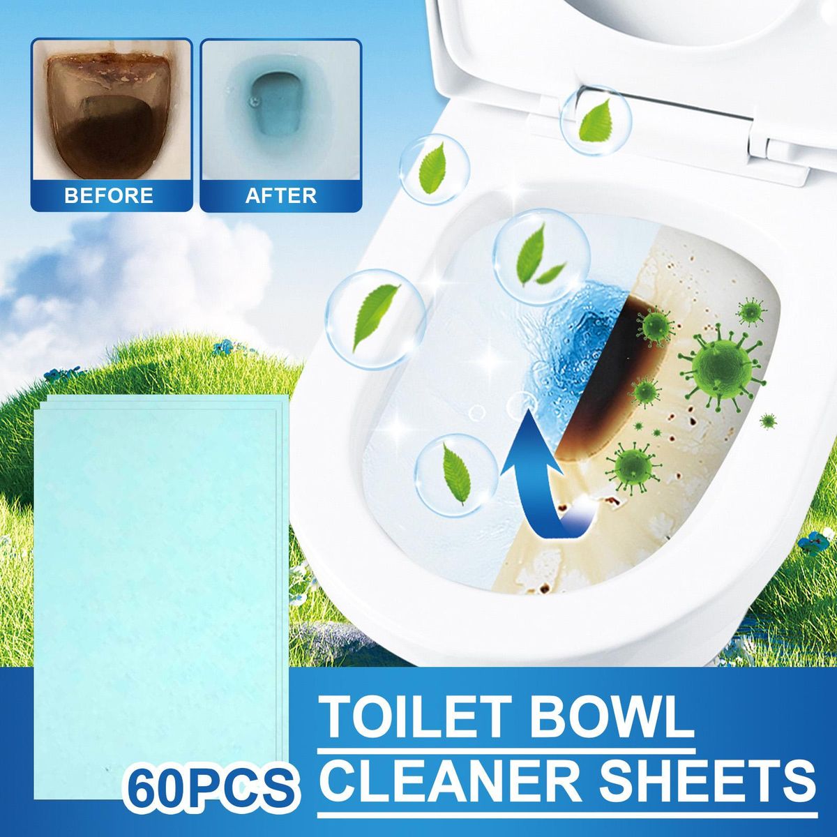 60Pcs Toilet Bowl Cleaner Durable Remove Stains Space