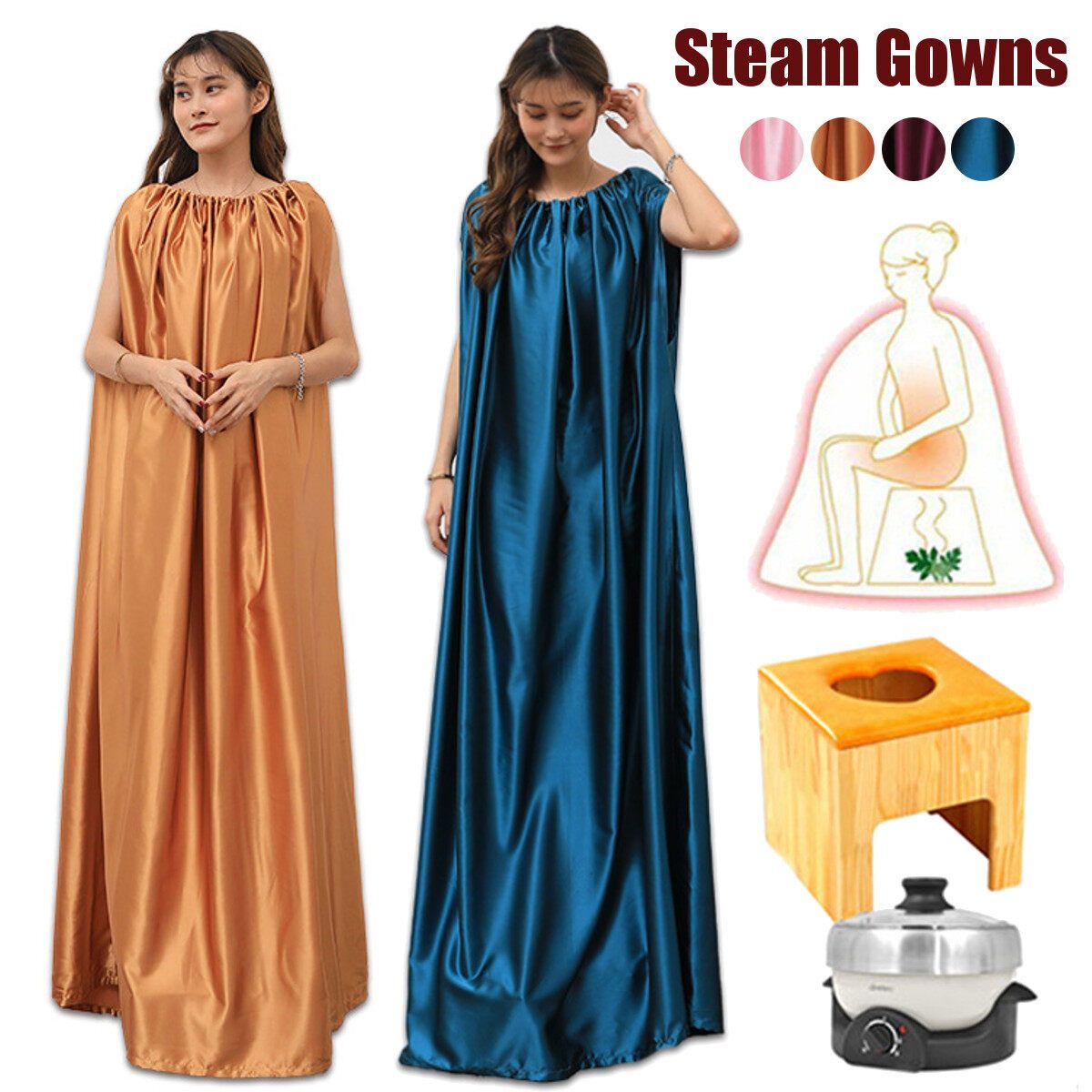 Steam Gowns Detox Functional Steam Tool Steam Sauna Clothes Suit Yoni Steaming Dress Gold