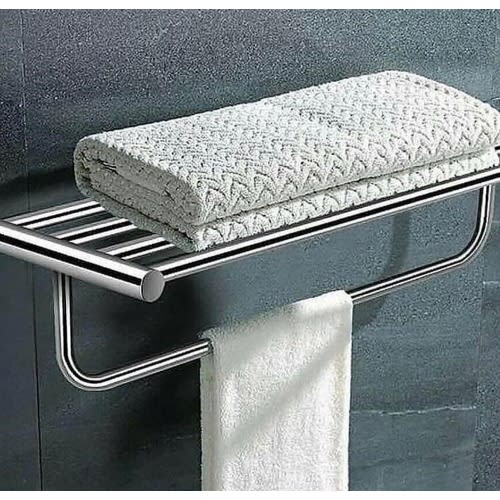 Wall Mounted Towel Rack Bathroom Hotel Rail Holder Storage Shelf Stainless Steel
