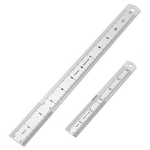 Stainless Steel Ruler 12 Inch + 6 Inch Metal