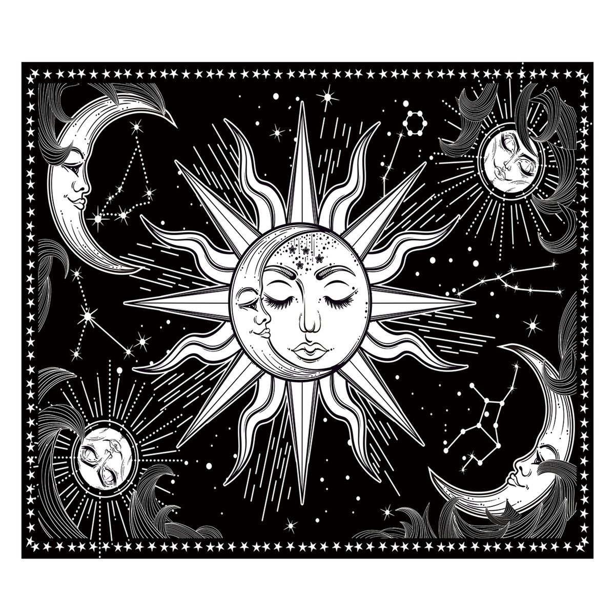 Aesthetic Black And White Sun Moon Tapestry Wall Decoration
