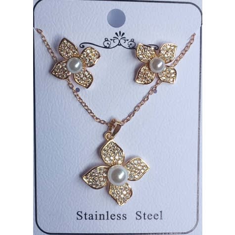 Jewelry Set - Necklace  & Earring - Gold