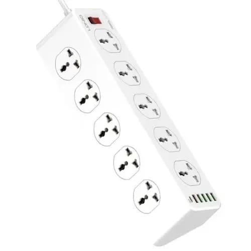 Surge Protection 6-port Usb Charger With 10 Outlets /1type C