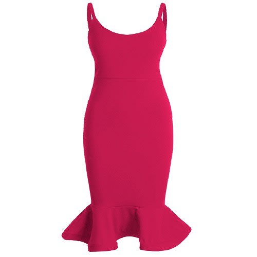 Magenta Peplum Hem Midi Dress - Plus Size