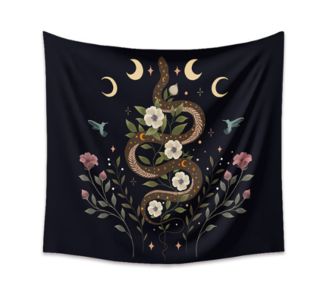 130*150CM Psychedelic Tapestry Moon Phase Change Flower Tapestry Wall Hanging Fabric Hippie Background Wall Cover  Carpet Home Deco