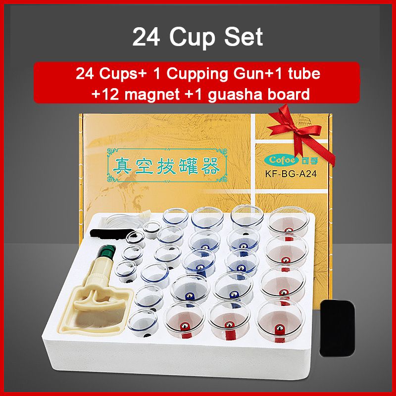 Massage Sucker Medical Cups Suction Vacuum Cofoe Magnet 24/12/6 Therapy Body Cupping Chinese Acupuncture Cans Set Massage