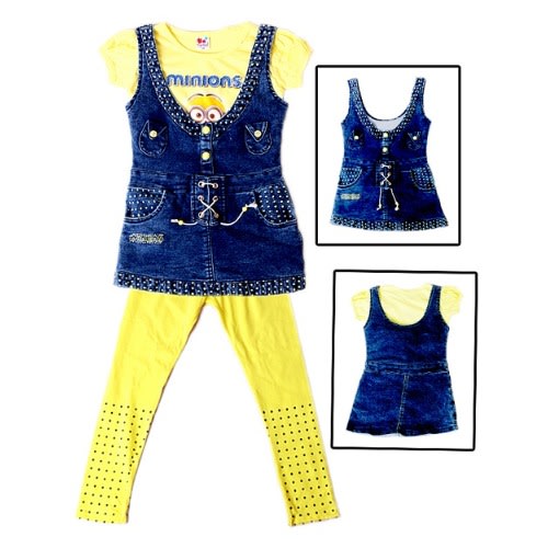 Girl's Top, Jeans And Leggings - Yellow