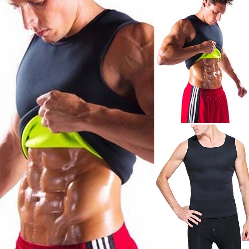 Slimming Belt Belly Men Slimming Vest Body Shaper Neoprene Fat Burning - Black