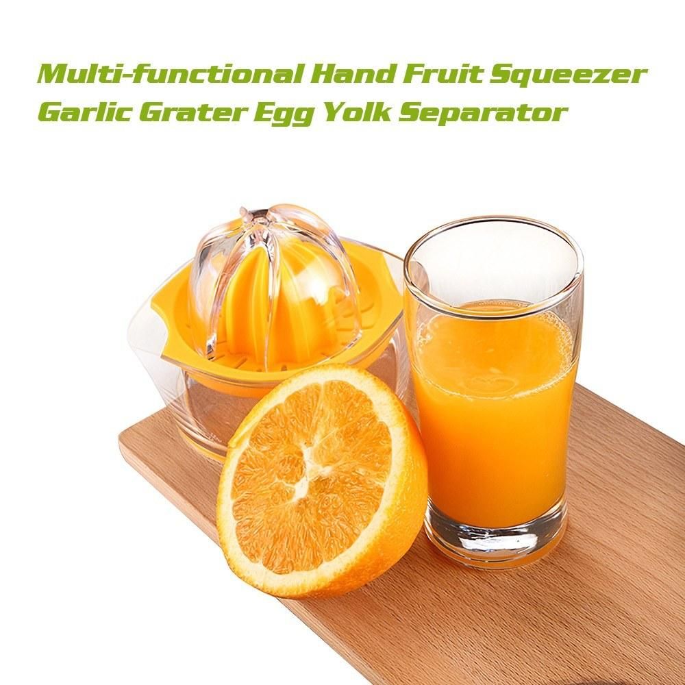 Multi-functional Manual Hand Fruit Squeezer Citrus Lemon Orange Hand Juicer Garlic Grater Egg Yolk Separator for Kitchen Dinner Room