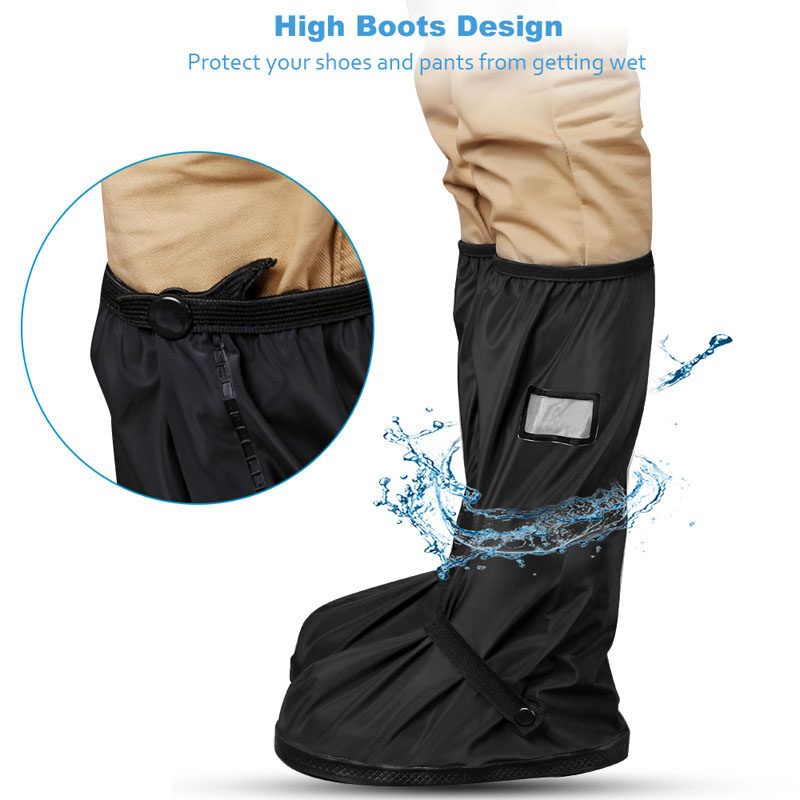 Waterproof Rain Boots Cover Reusable Men Women Motorcycle Bike Cycling Shoes Cover White-S