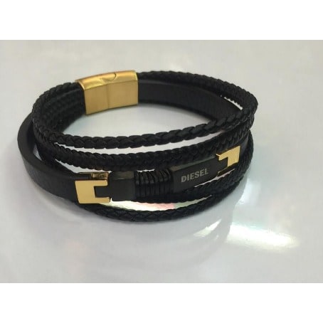 Multi Layers Men's Leather Bracelet- Black