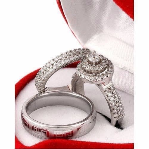 Steel Wedding Ring Set - Silver