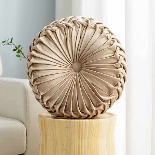 Gray Decorative Soft Round Cushion Throw Pillow