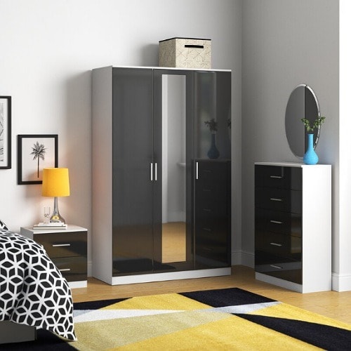 Sadi-3 Piece Bedroom Set White Matt/ Grey Gloss