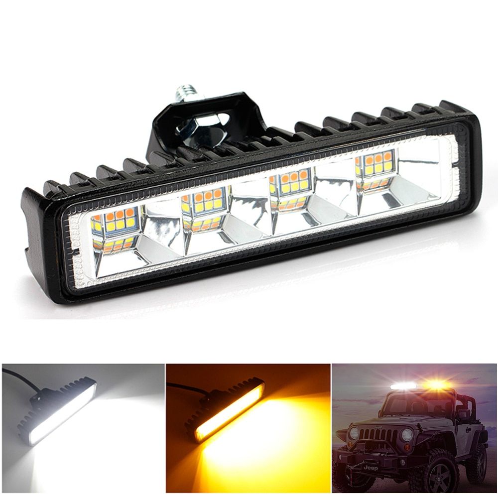 72W Led Work Light 12V-24V Dual Color LED Bar Headlight For