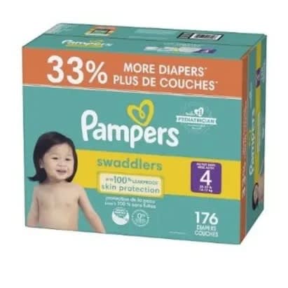 Pampers Swaddlers Active Baby Diaper - Size 4 - 176 Diapers