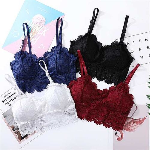 4pieces Women Sexy Lace Bralette Tube Tops Lace Bra Tops Crop Tops Bandeau Girl Vest Underwear