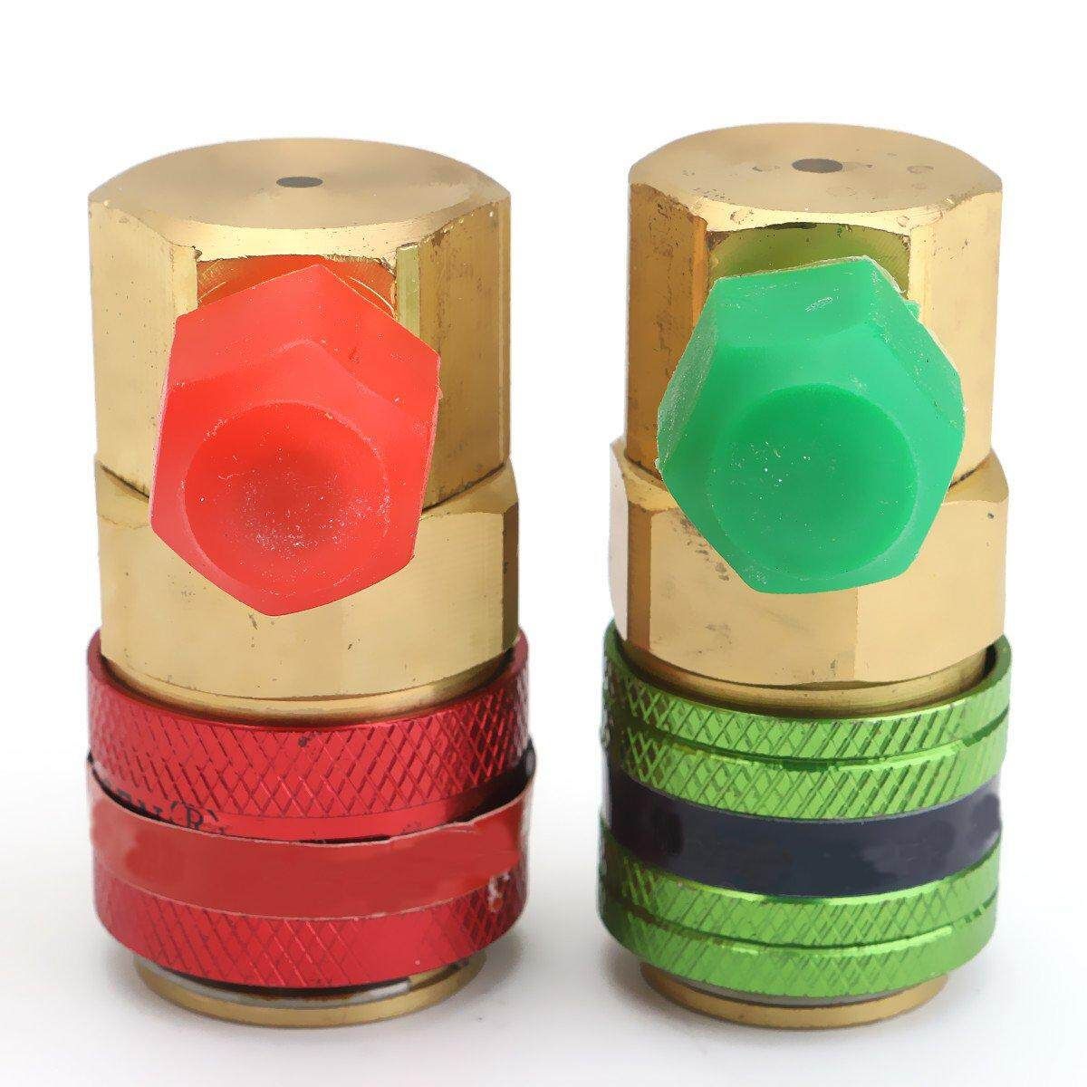 2Pcs Car AC R134a System Port Hose Side Quick Connectors Couplers Adapters 1/4inch M