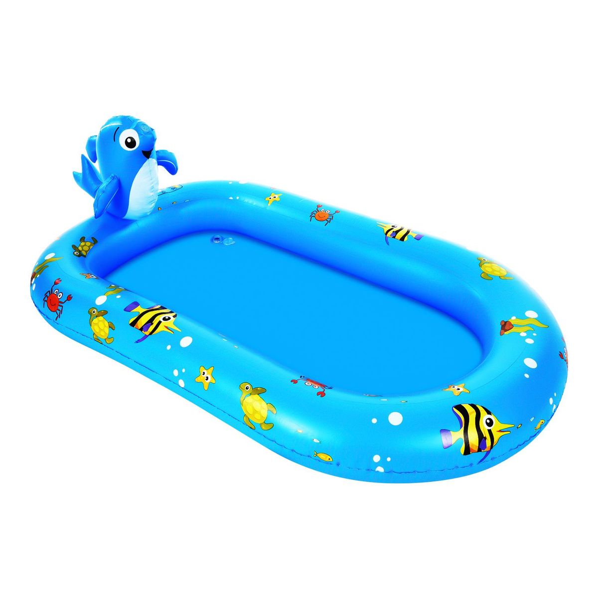 Cute Dolphin Inflatable Sprinkler Pool for Kids 170 * 101cm/ 67 * 40in Large Splash Water Playing Pad Swimming Pool Summer Water Toys Kiddie Pool for Outdoor Backyard Lawn