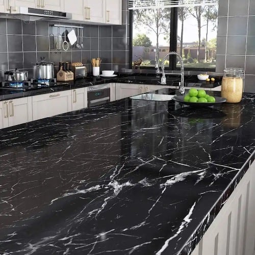 Marble Vinyl Waterproof Wallpaper For Bathroom Table Kitchen Ambry Countertops - 60cm By 5m