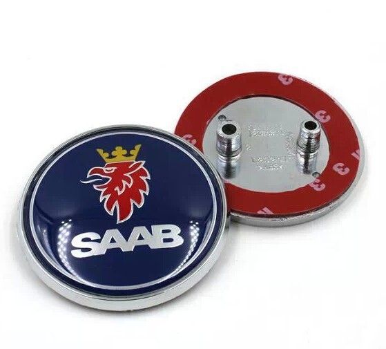 1X Blue Alloy 68mm SAAB Front Bonet Bonnet Rear Boot Hood