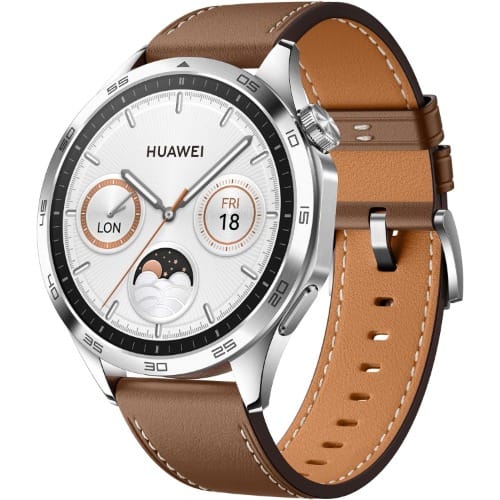 Watch GT4 46mm Smartwatch Stainless Steel - Brown Leather