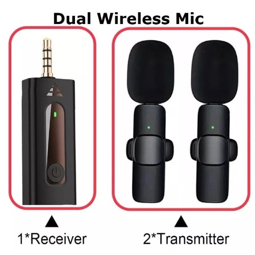 Double Users Wireless Microphone With 3.5mm Auxiliary Receiver