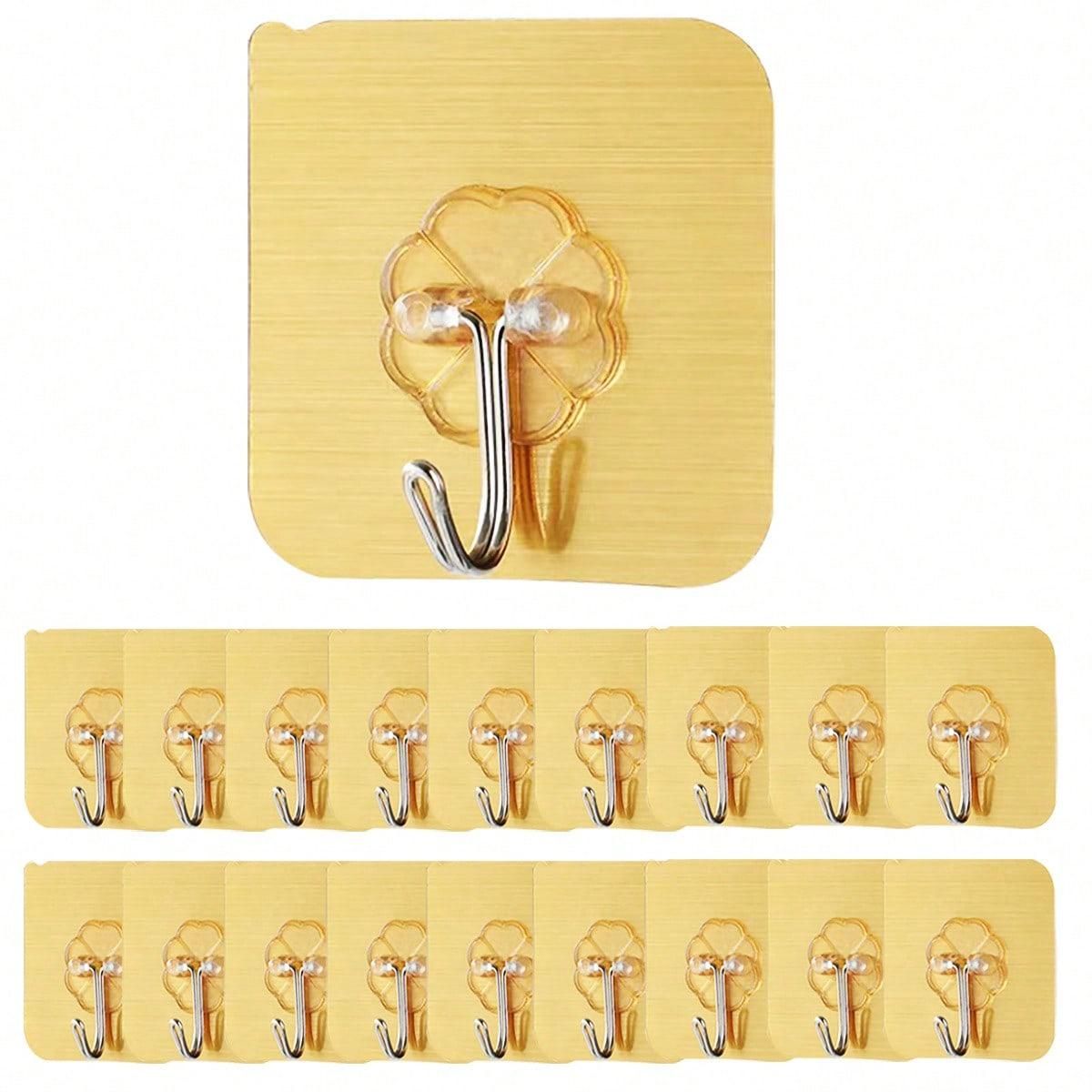 20PCS Strong Self Adhesive Door Wall Hangers Hooks Gold