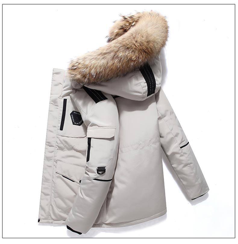 -30 Degree Down Parkas Snow Jacket Men Woman Winter White Duck Down - White