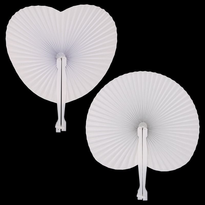 Party Fans Folding Wedding Hand Fan Circle Decor Blank White Handmade Round Gift