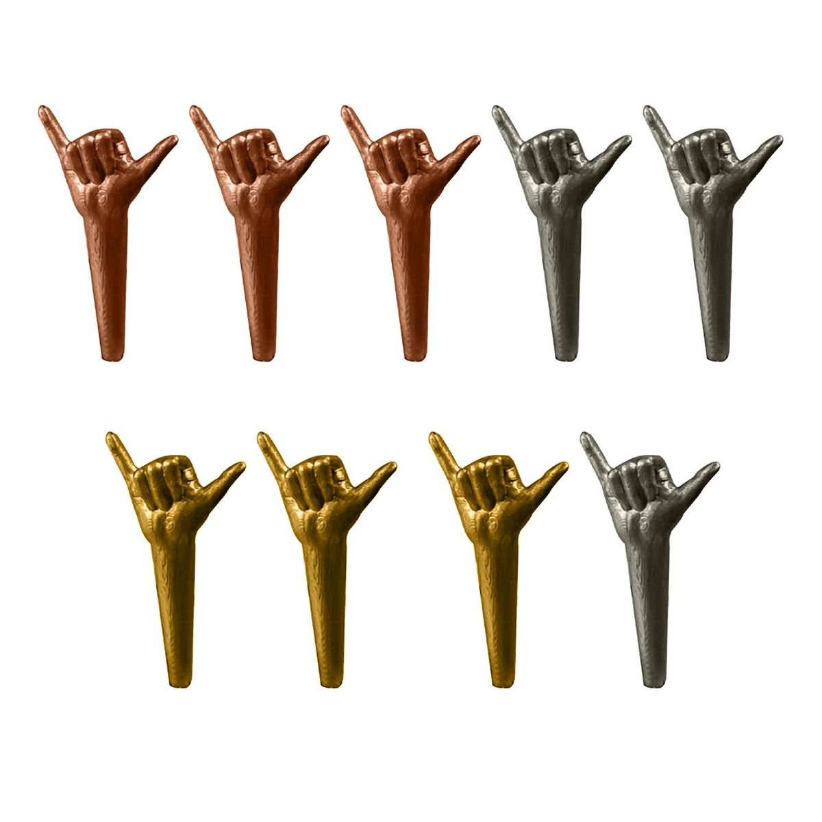 9Pcs Board Game Nails Desktop Card Game Nails Silver