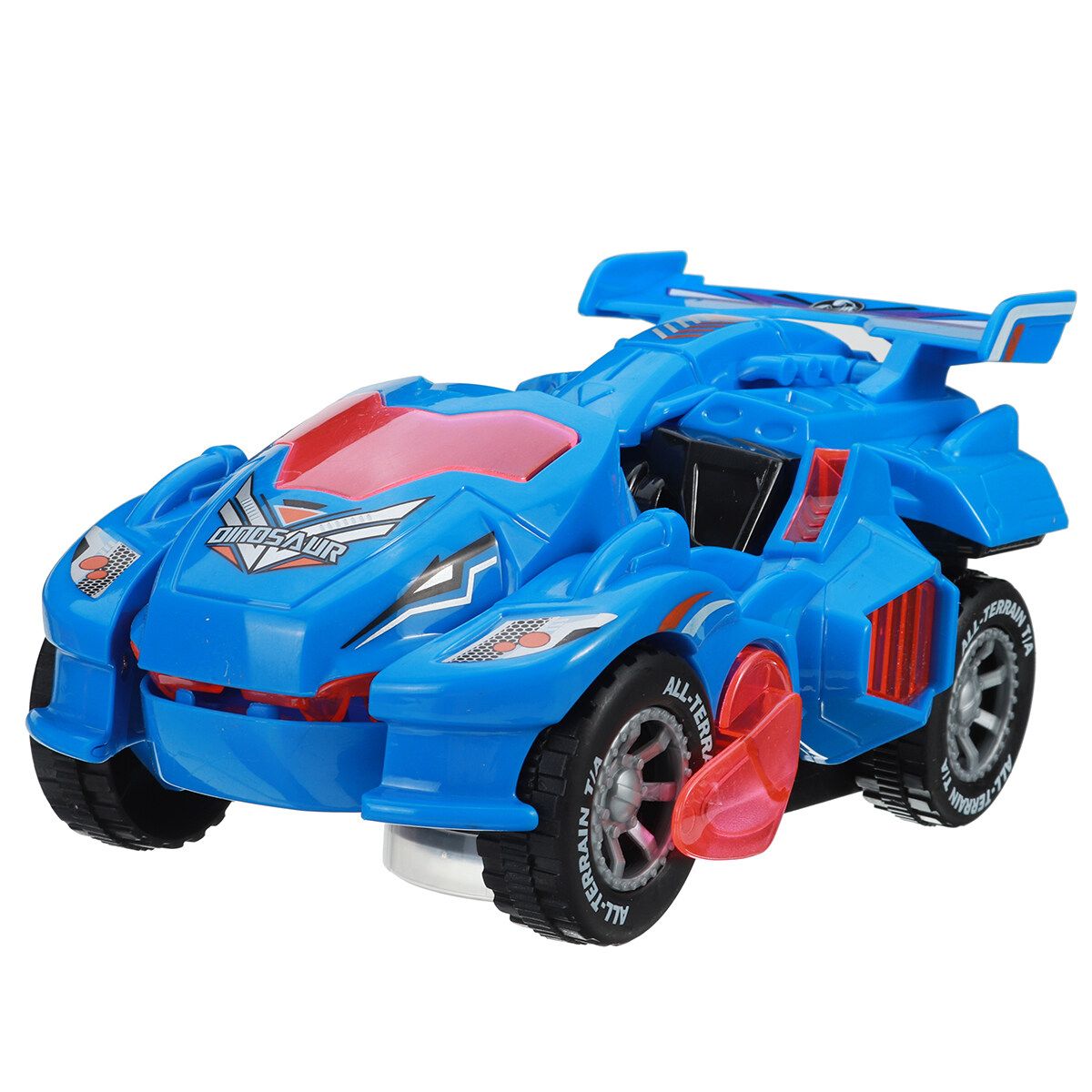 Dinosaur Toys Car With LED Light And Music Automatic Transform Dino Car For 2+ Year Old Kids Christmas Birthday Gifts Blue