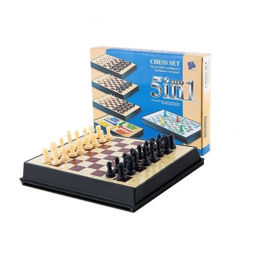 5-in-1 Magnetic Travel Chess Set – Includes Chess, Checkers, Snakes & Ladders, Ludo, Draughts, Foldable Board