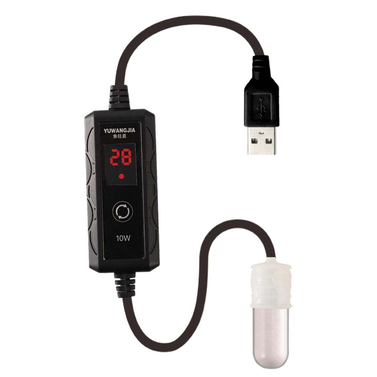 Aquarium Heating Rod Mini USB Submersible Aquarium Thermostat White