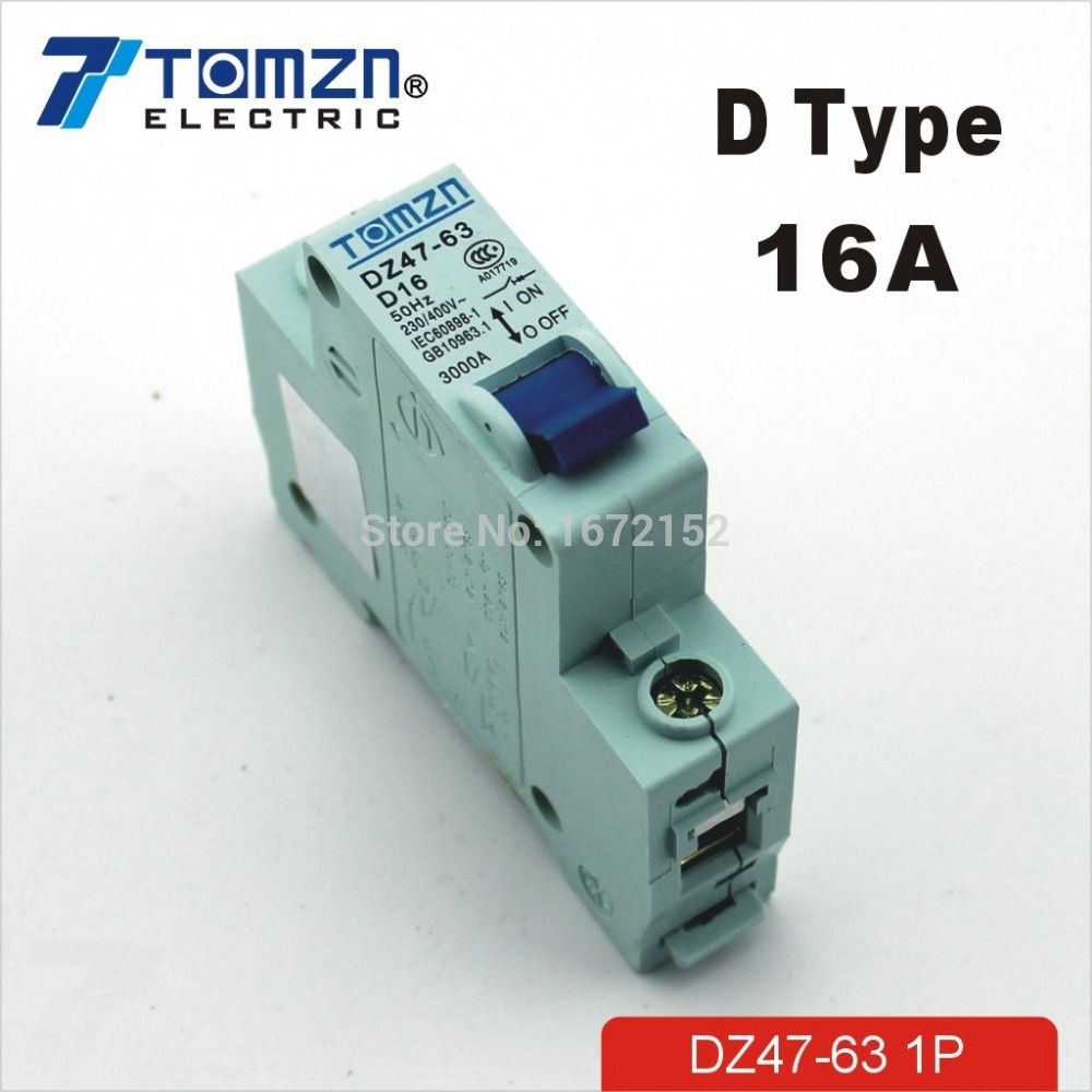 Type 16A 50HZ MCB Mini 415V 60HZ 1P Breaker 240V Circuit D