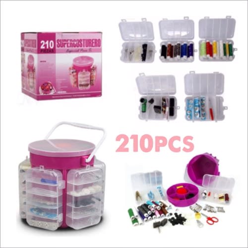 210 Pieces Sewing Kit Deluxe Needle Thread Box Caddy
