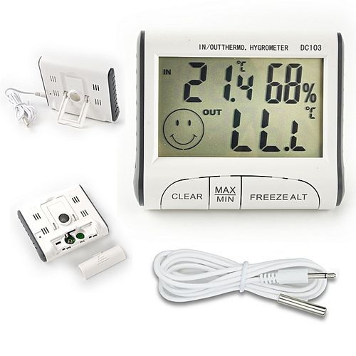 Weather C/F Sensor Digital Gauge Probe Outdoor Indoor Thermometer Hygrometer Humidity Meter Temperature