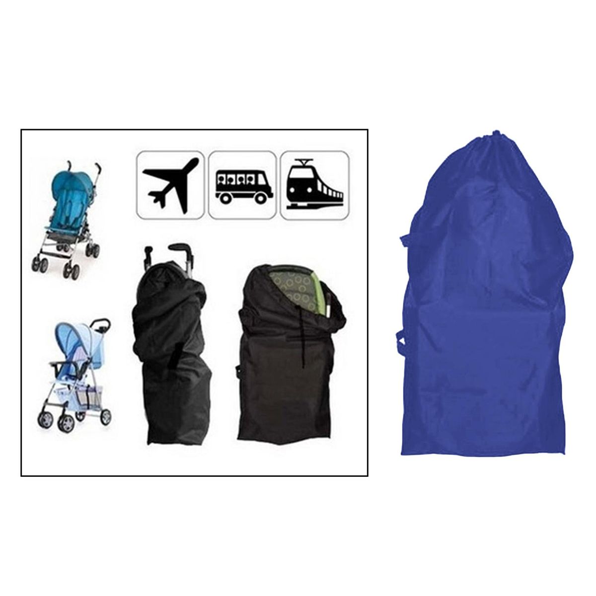 Stroller Travel Bag For Airplane Durable Cover Extra Large Blue