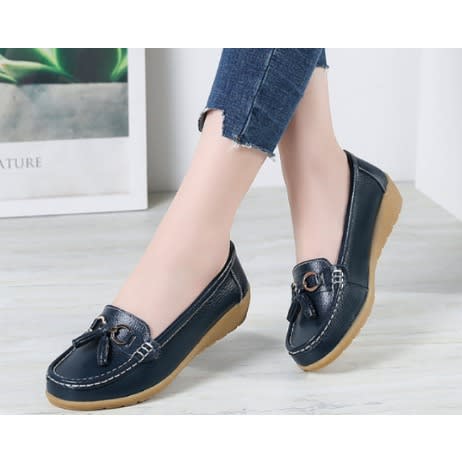 Ladies Leather Shoes-Blue