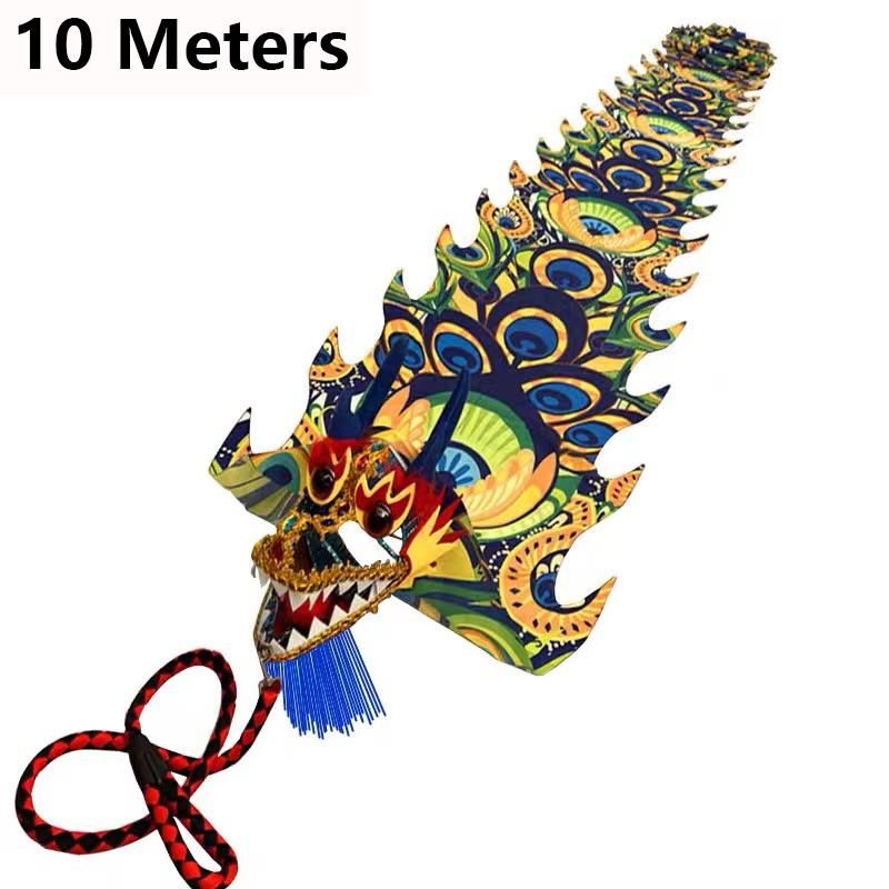Pea Fitness Dragon Dance Colorful Silk Changeable Head Performance Props Chinese  Year Gift Outdoor Wu Long Sports Toys