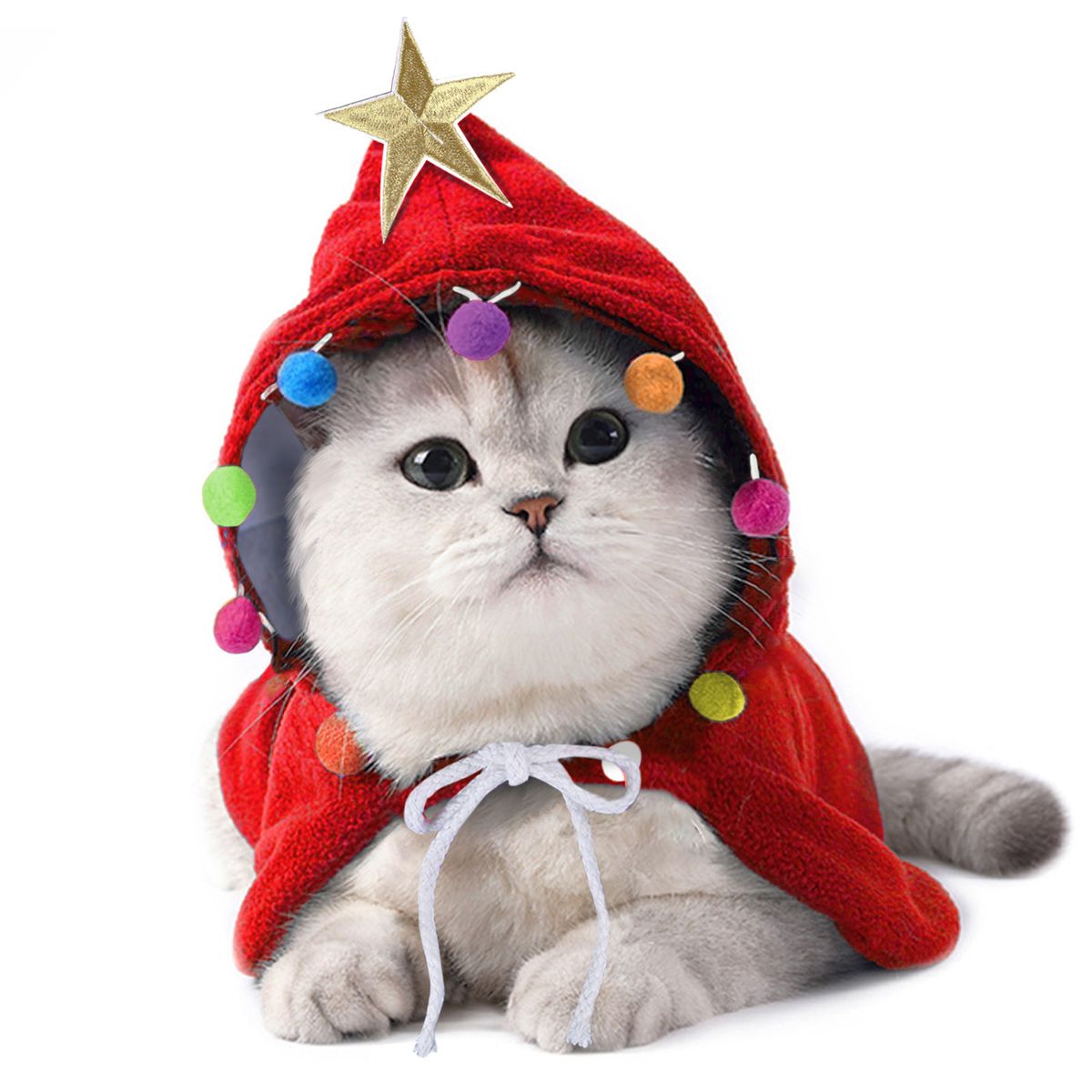Pet Costume Christmas Pompoms Cape For Cats Puppy