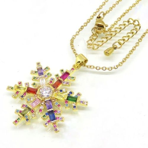 Women Austrian Crystal Snowflake Pendant Necklace