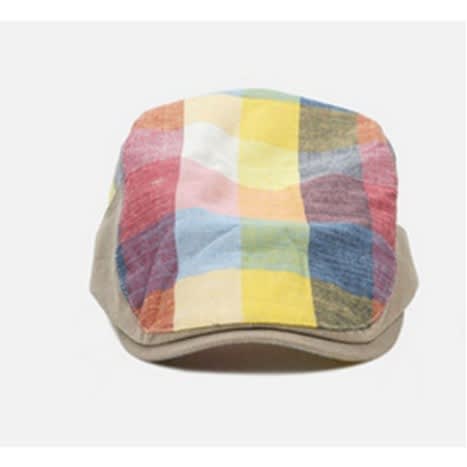 Men's Plaid Duckbill Panama Cap #5 - Multicolor Checkered