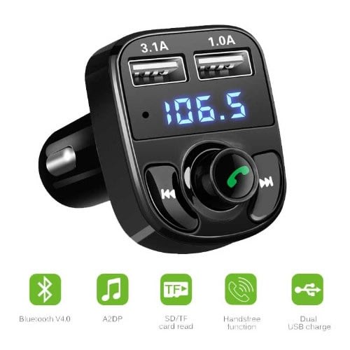 Car Bluetooth Handsfree Phone FM Transmitter + Car Charger